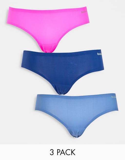 Reebok - Suki - Confezione da 3 slip rivestiti colore ardesia, rosa e blu