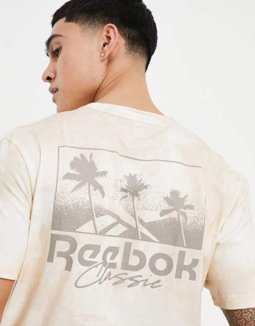 Reebok Summer Retreat t shirt in light beige print