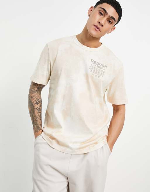 Reebok Summer Retreat t shirt in light beige print