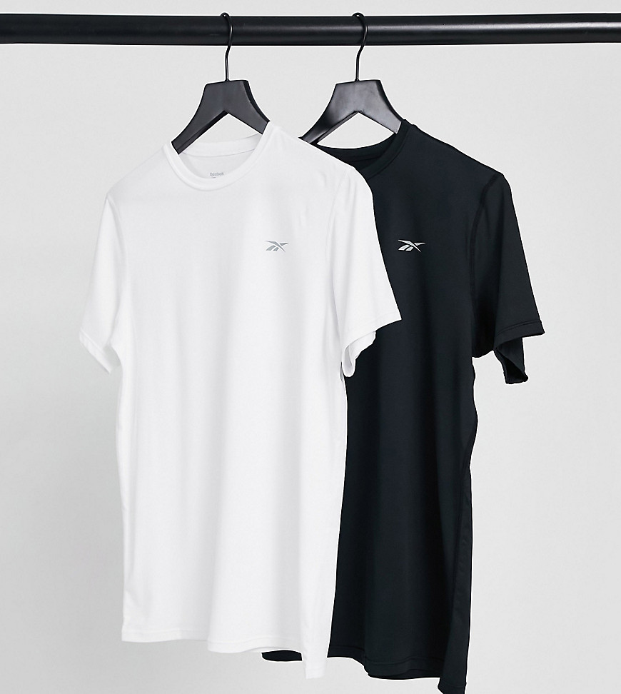 Reebok – Svart och vit figurnära sport-t-shirt, 2-pack-Flerfärgad