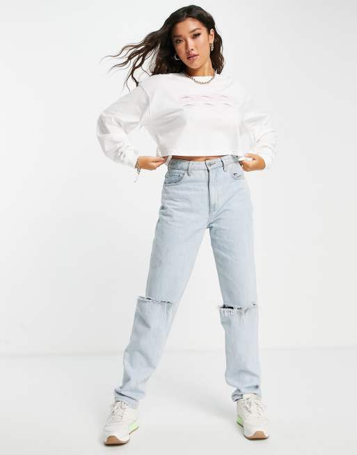 Reebok Sweat vintage Blanc et rose ASOS