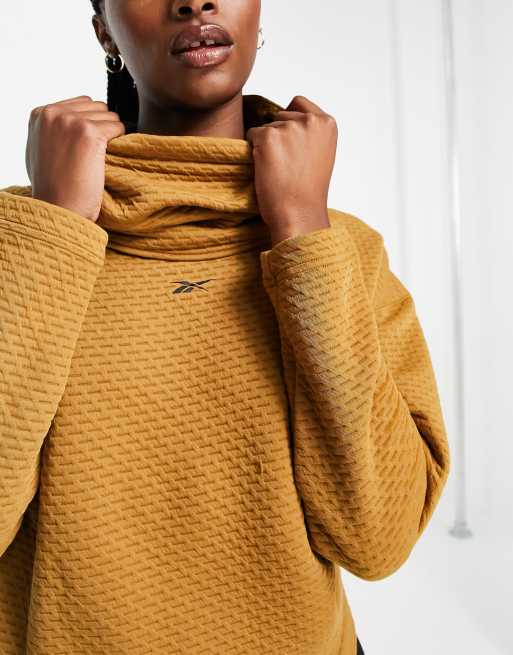 Reebok sweatshirt with neck detail in tan, 3 of 4