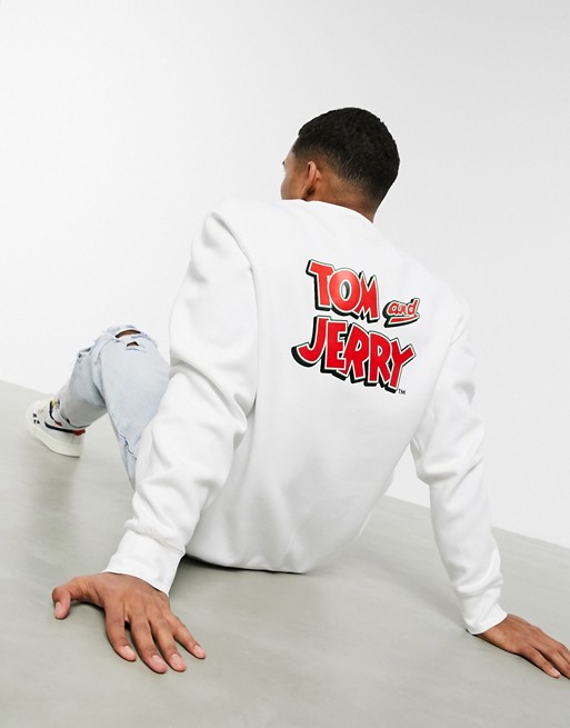 Reebok sweatshirt with Tom and Jerry collab back print in white