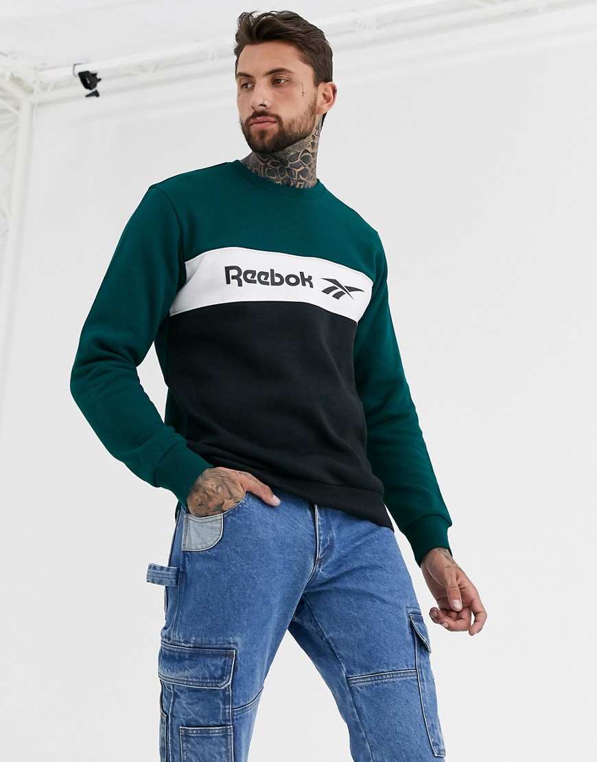 Reebok sweatshirt with vector cut and sew in green