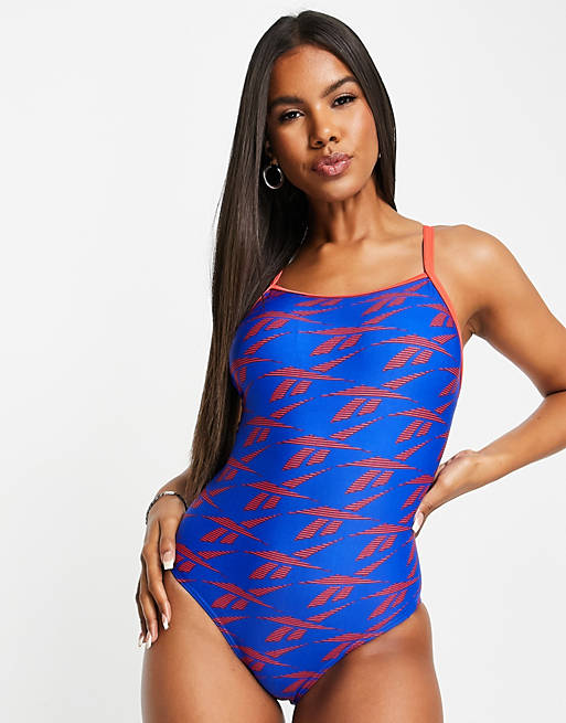 Reebok swimsuit in blue red print