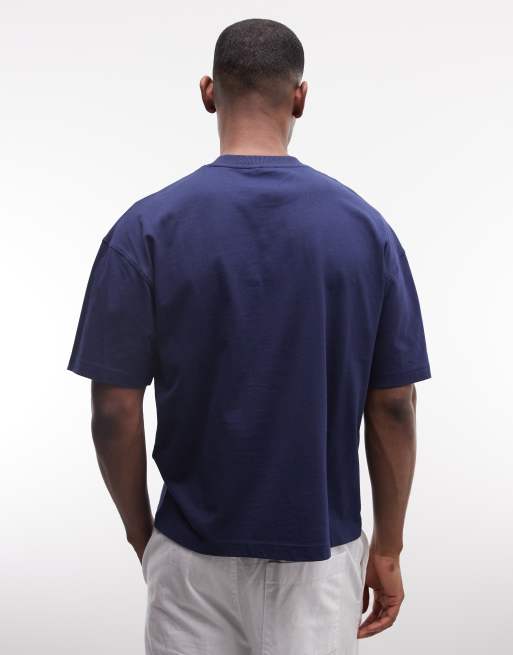 Reebok – T-Shirt in Marineblau mit Logoaufnäher, exklusiv bei ASOS, 4 von 4
