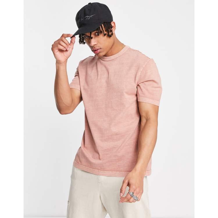 Reebok t shirt mens hot sale pink