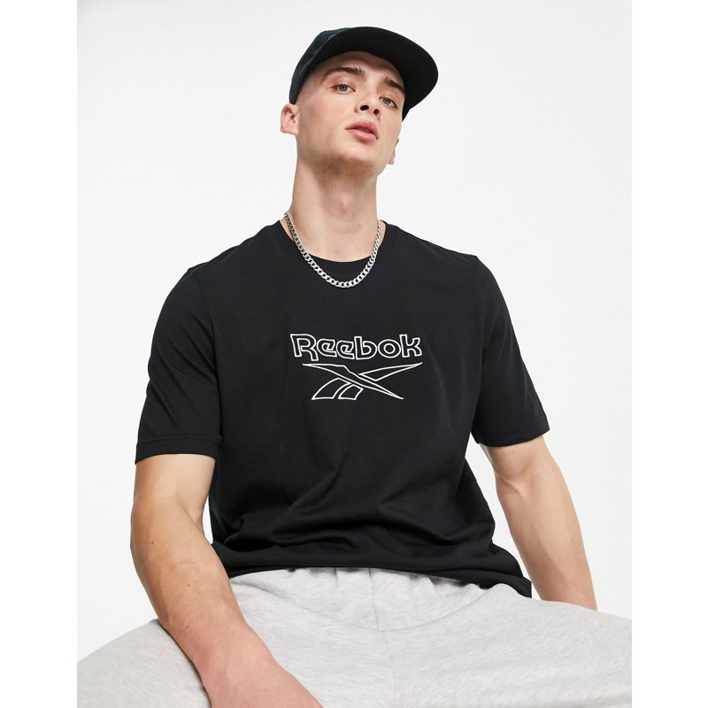 Activewear Top Reebok - T-shirt nera con logo delineato