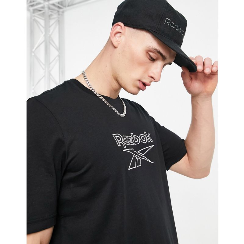 Activewear Top Reebok - T-shirt nera con logo delineato