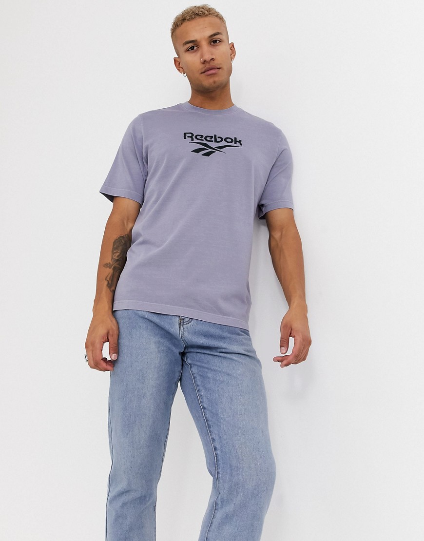 Reebok - T-shirt premium lavaggio lilla con logo vector-Viola