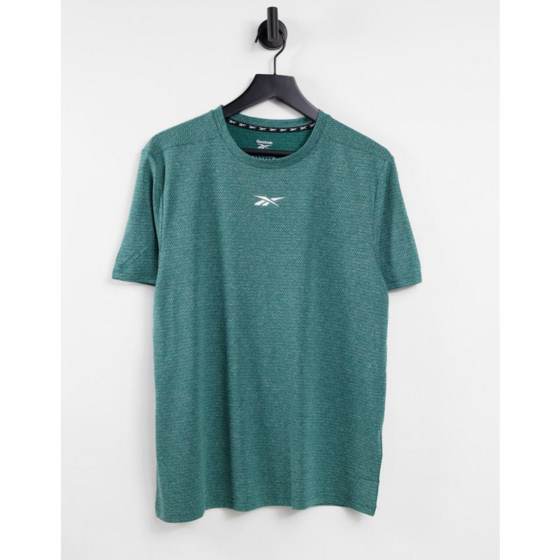 Top Uomo Reebok - T-shirt verde-azzurro mélange con logo centrale