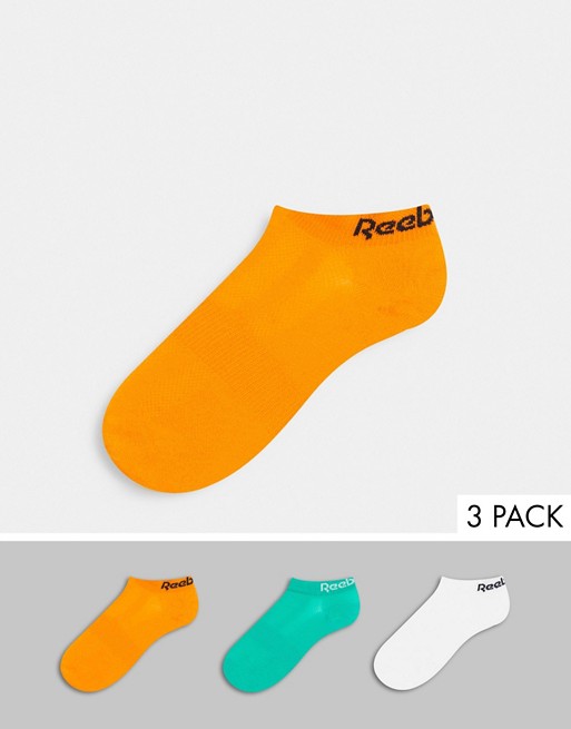 Reebok Tech Style TR 3 Piece socks in white orange and green