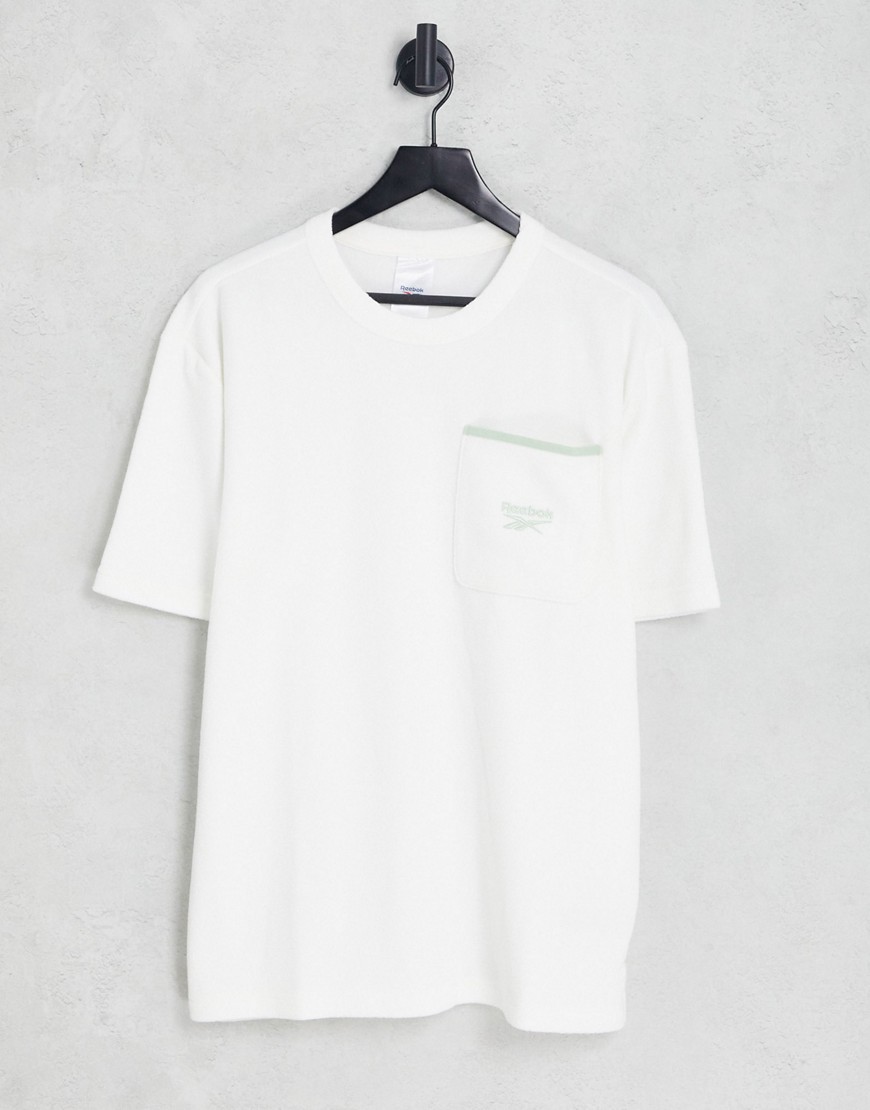 Reebok terry towel t-shirt in off white