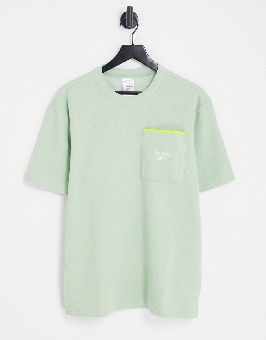 Reebok terry towel t-shirt in sage-Green