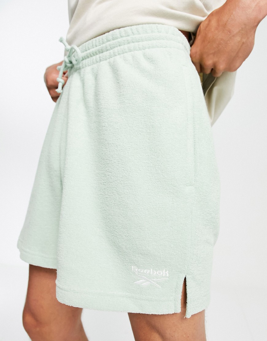 Reebok terrycloth shorts in sage-Green