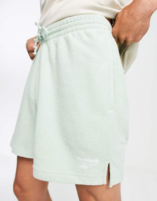 Reebok terrycloth shorts in sage