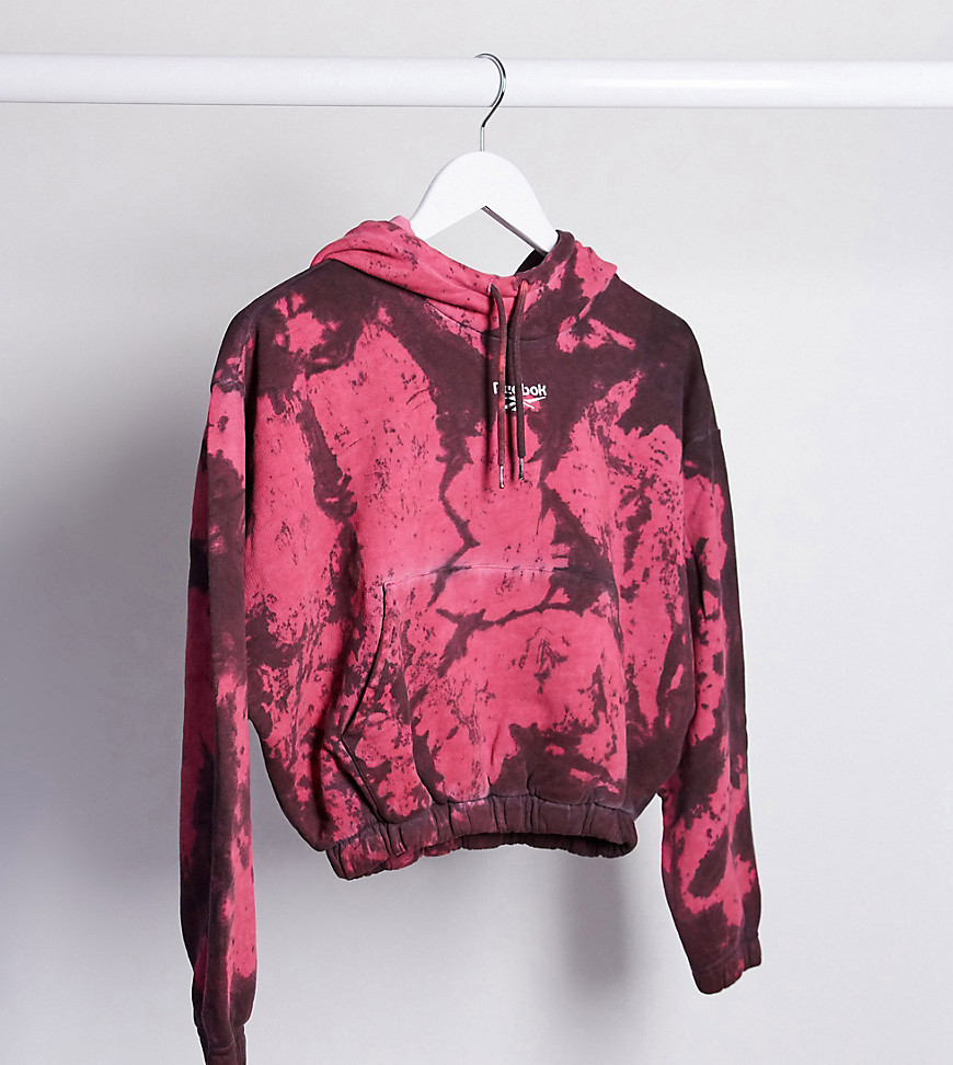 Reebok tie dye Vector hoody in burgundy exclusive to ASOS-Red