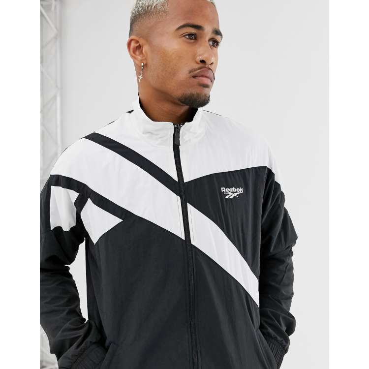 Reebok track jacket with vintage vector in black