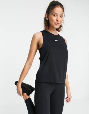 reebok training mesh insert leggings in black