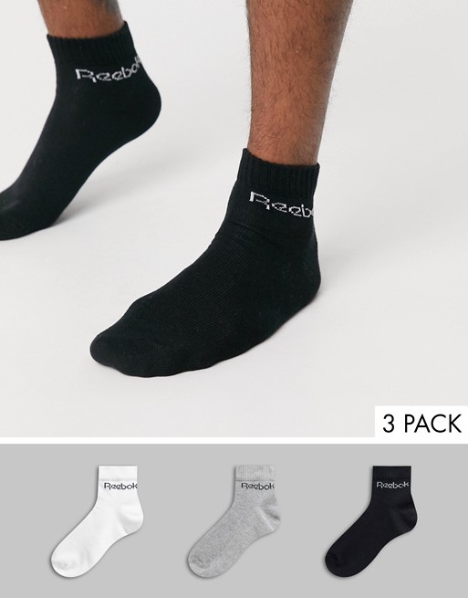 Reebok Training 3 pack ankle socks in multi