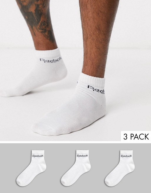 Reebok Training 3 pack ankle socks in white