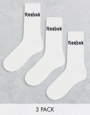 Reebok Training 3 pack crew socks in white