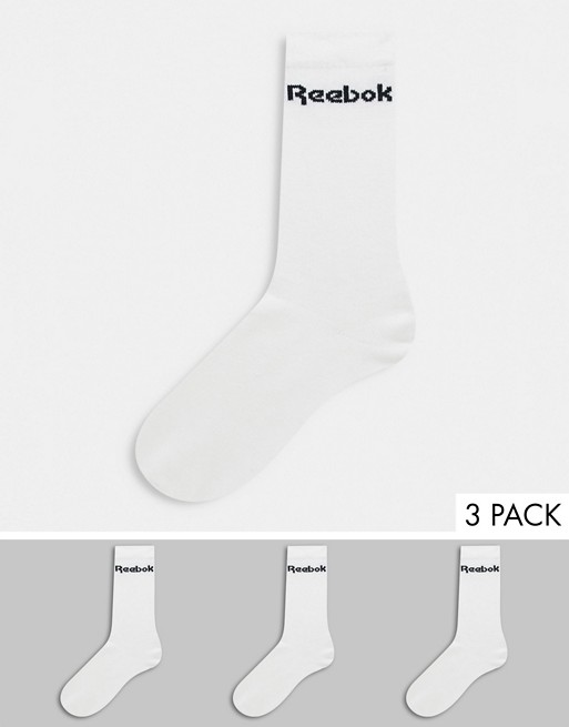 Reebok Training 3 pack logo socks in white