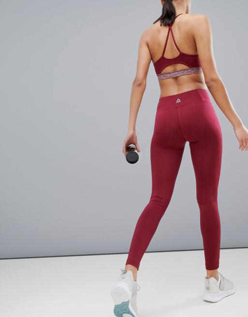 Reebok Training Burgundy Color Block Leggings