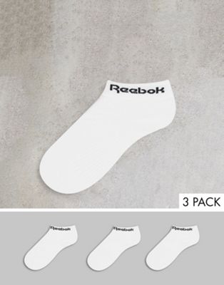Reebok Training core 3 pack ankle socks in white