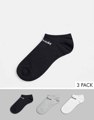 Reebok Reebok Training core 3 pack low cut socks in black white and grey-Multi