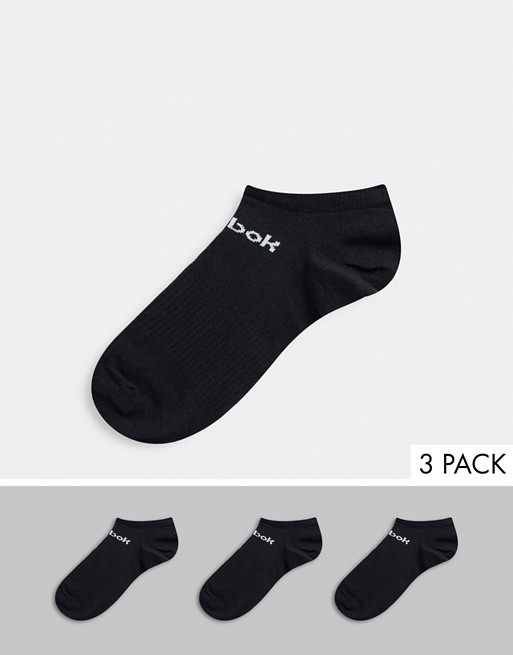 Reebok Training core 3 pack low cut socks in black