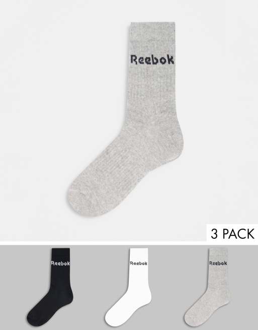 Reebok Training – Core – Zestaw 3 par klasycznych skarpetek w kolorach czarnym, białym i szarym