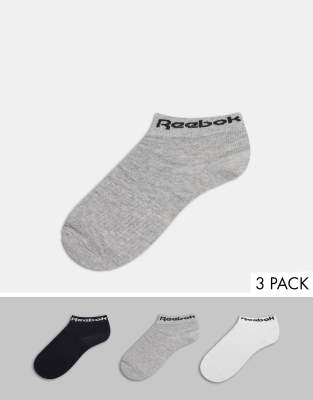Reebok Training – Core – Zestaw 3 par niskich skarpetek w różnych kolorach