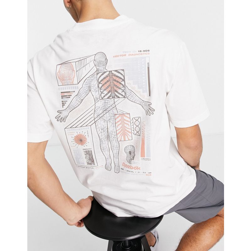 Om6vH Uomo Reebok - Training Data Fitness - T-shirt bianca con grafica