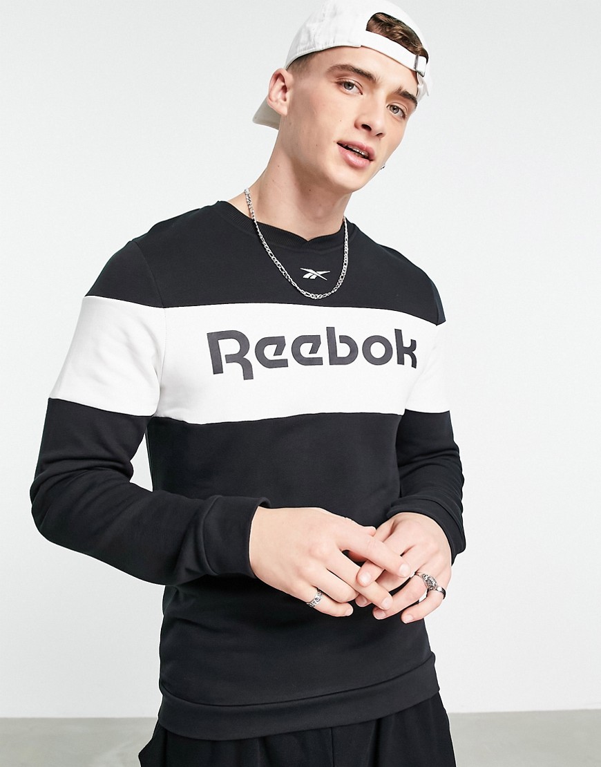 Reebok training essentials linear logo crew neck sweatshirt in black