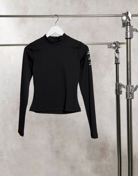 Reebok Training high-neck long-sleeve top in black