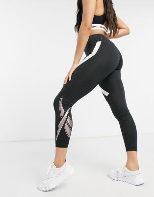 Reebok training logo leggings in black and white online