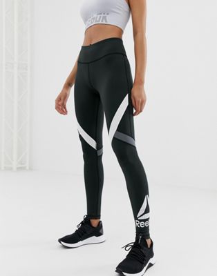 reebok black and white leggings