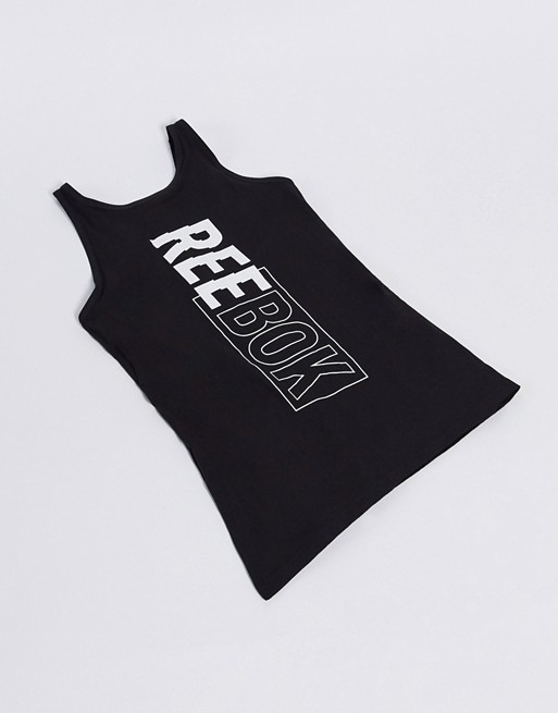 Reebok Training logo tank with strappy back in black