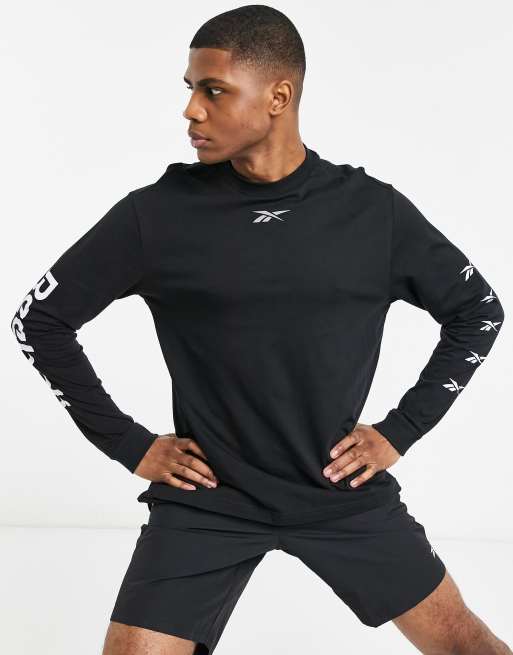 Reebok Training long sleeve logo t-shirt in black