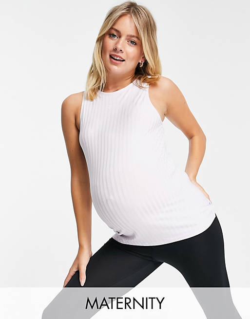 Sportswear Reebok Training Maternity ribbed tank in white 