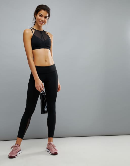 Reebok training mesh store insert leggings in black