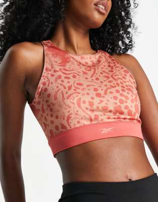 Reebok Training Modern Safari printed bralette in pink