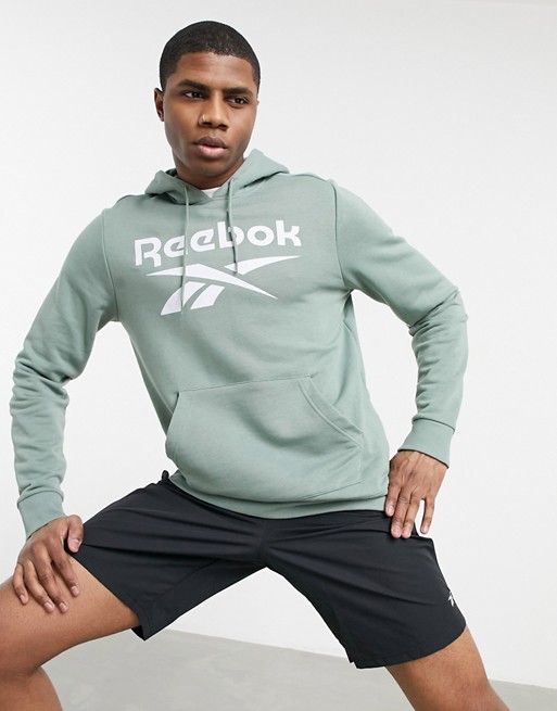 Reebok Training overhead fleece hoodie in khaki