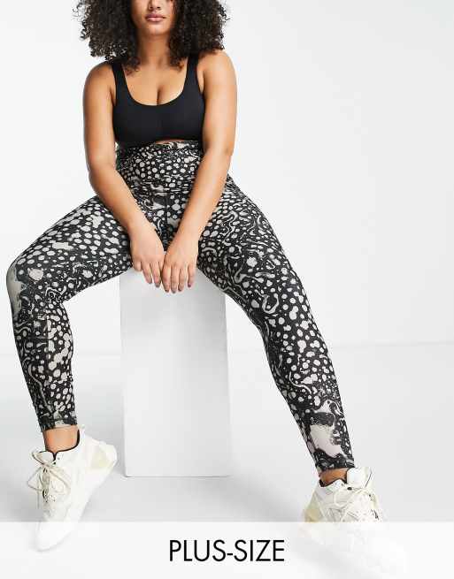 Reebok Training Plus Modern Safari printed leggings in black