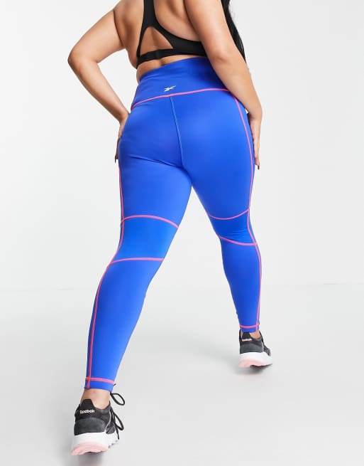 Reebok Training Plus seam detail leggings in blue