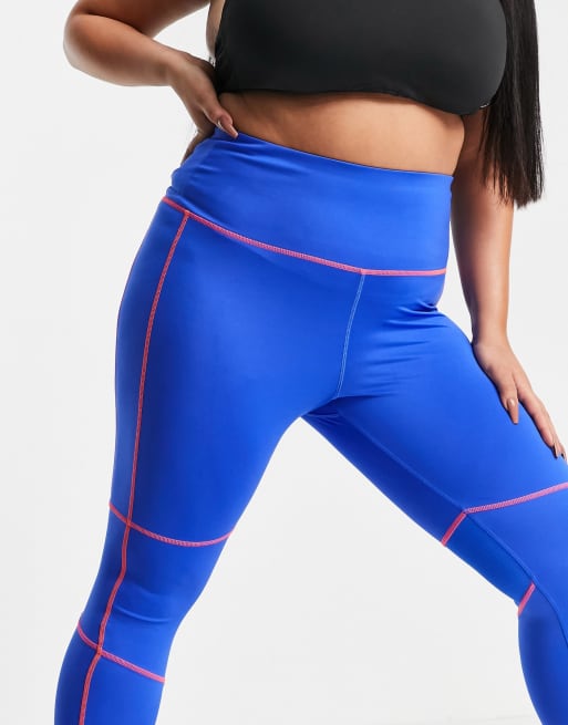 Reebok Training Plus seam detail leggings in blue