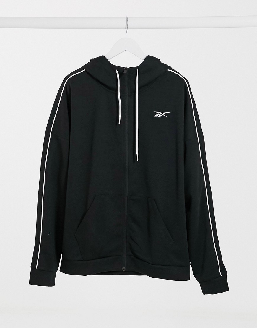Reebok Training polyknit zip hoodie in black