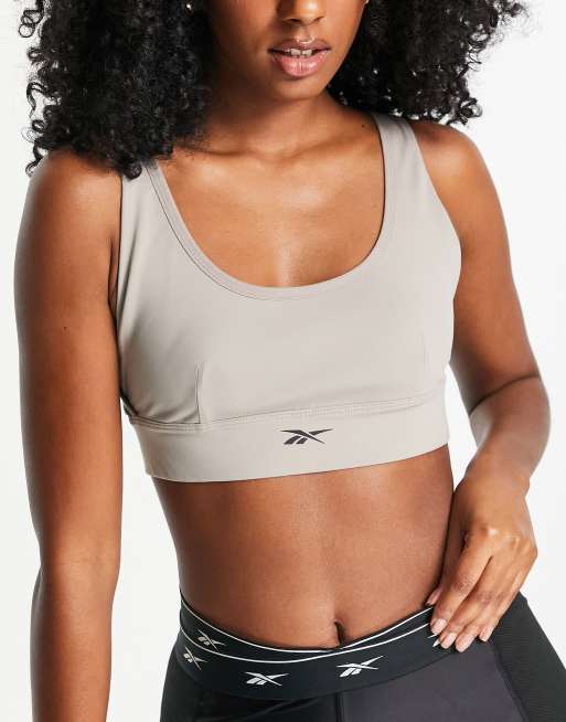 Reebok Training – Studio – Sport-BH in Grau mit leichter