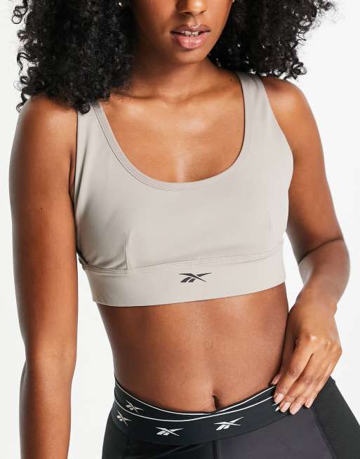 Reebok Training – Studio – Szary biustonosz sportowy zapewniający lekkie podtrzymanie